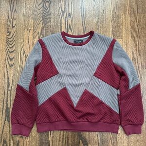 Beulah Burgundy and Gray Crew Neck Sweater